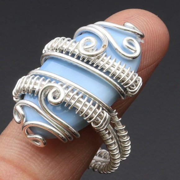 Hand Crafted Jewelry - Owyhee opal gemstone, 925 silver ring, Natural Gemstone